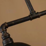 Lampadario Ferro Industriale Nero Doppia Testa