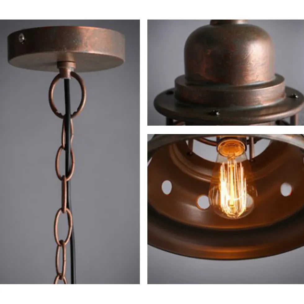 Cage Design Vintage Copper Industrial Pendant Light