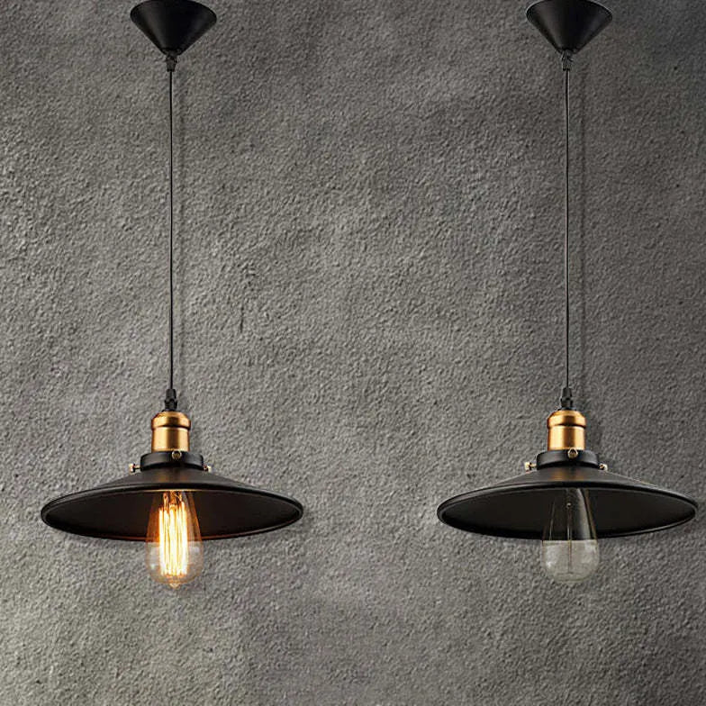 Black Metal Shade Hanging Industrial Pendant Light