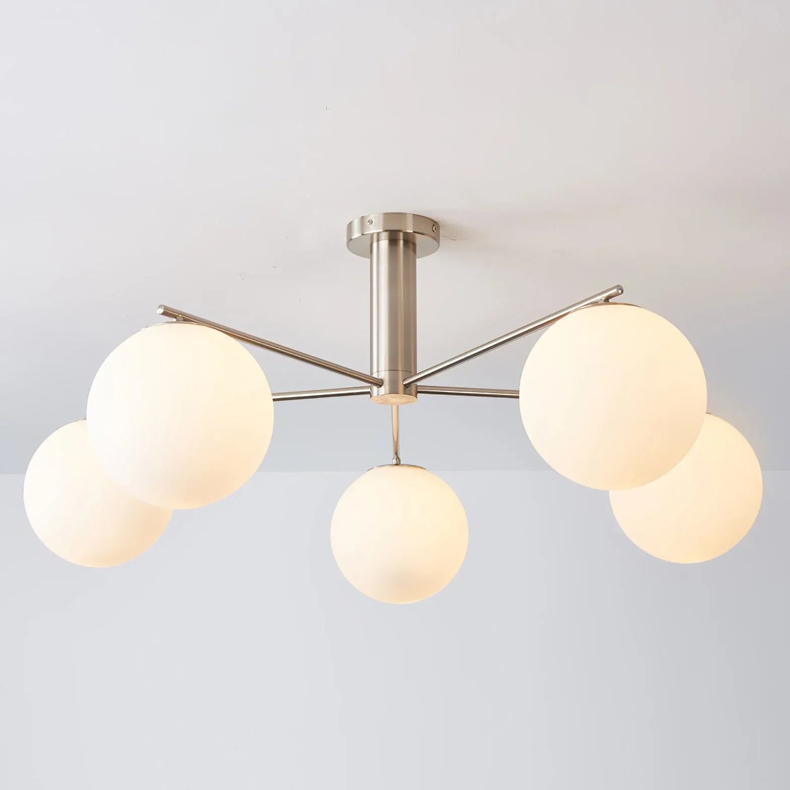 Frosted Glass Shade Modern White Chandelier