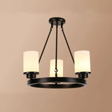 Multi-Light Glass Shades Black Pendant Light