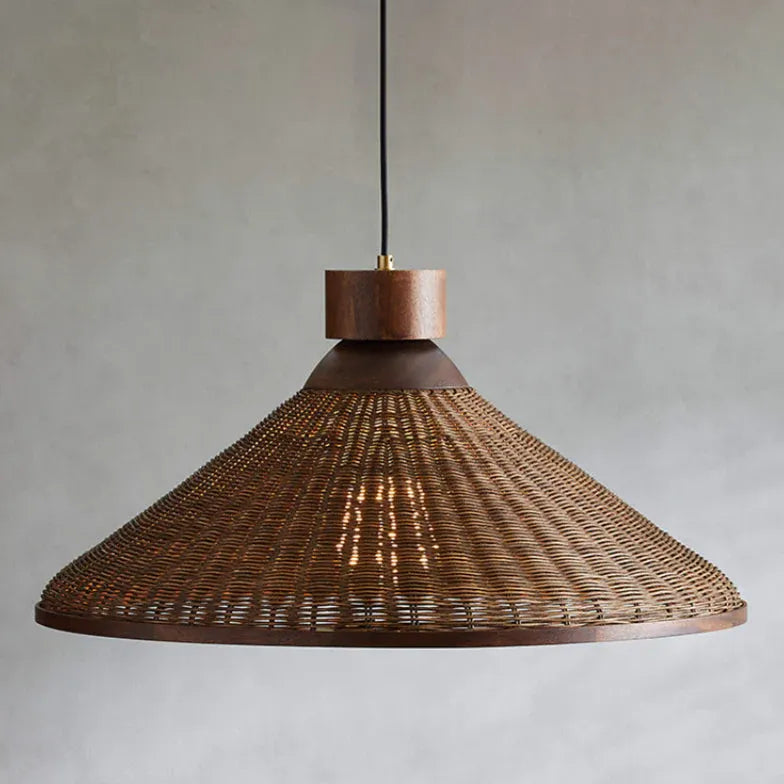 Lampadari Vintage Design in Rattan Conico