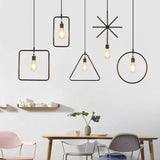 Rope Geometric Frame Black Industrial Pendant Light