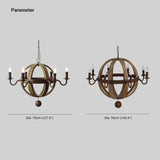 Lampadario a Candela Cera con Sfera di Legno