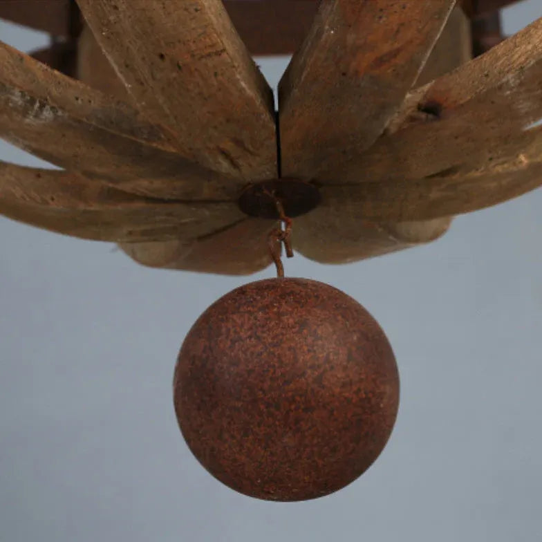 Wooden Ball Candle Vintage Wooden Pendant Light