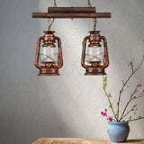 Dual Lantern Design Glass Industrial Pendant Light