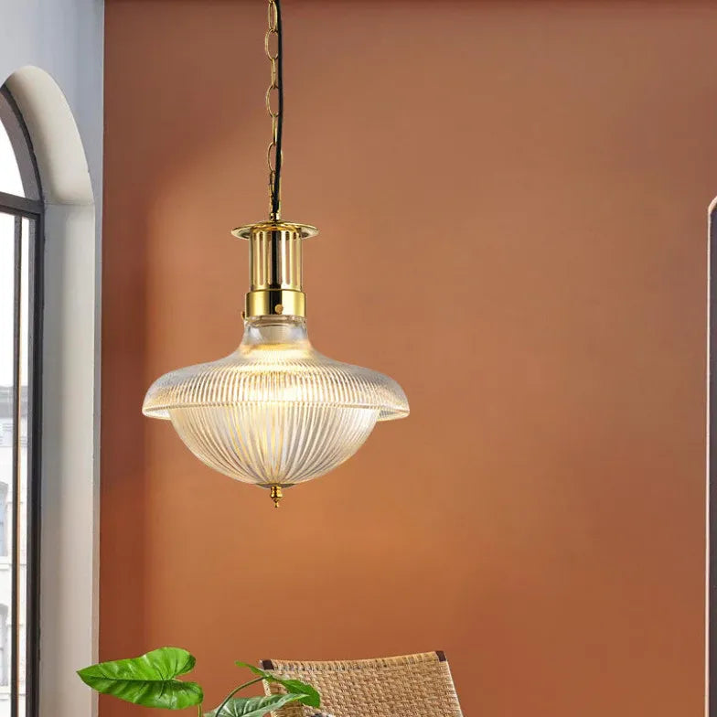 Textured Glass Shade Vintage Pendant Light