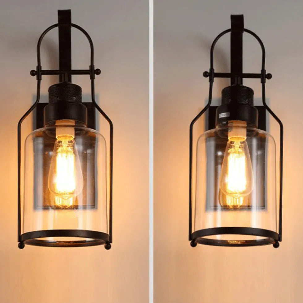 Iron Glass Lantern Vintage Wall Lights