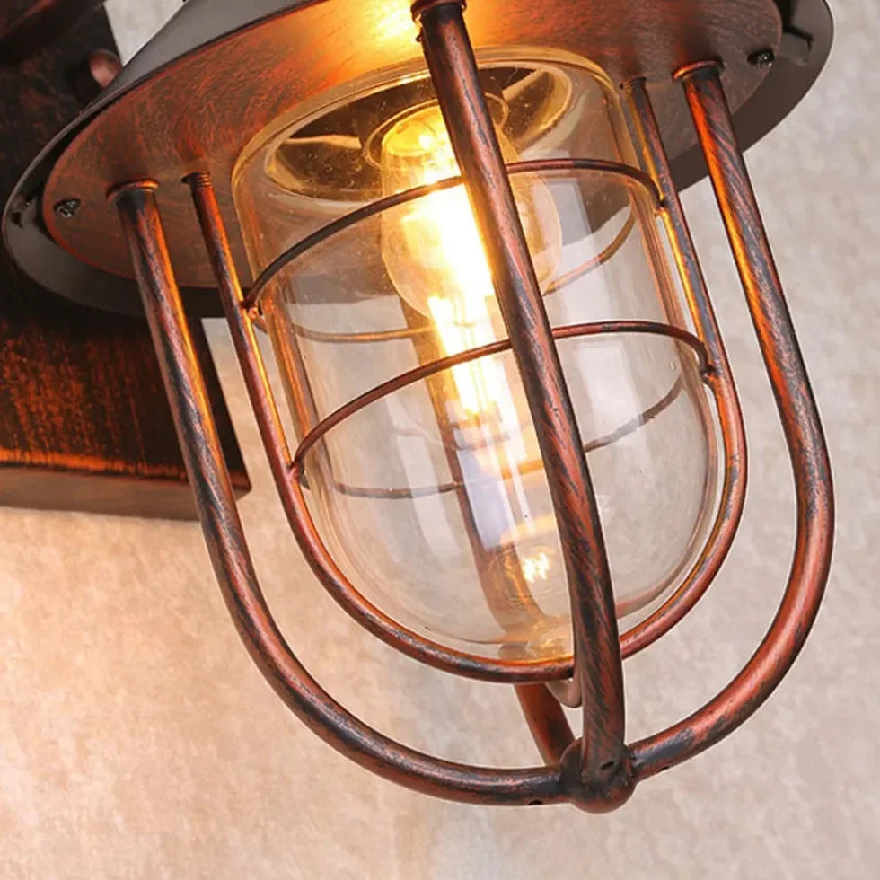 Applique da Esterno Nera LED in Stile Industriale in Metallo a Lanterna  –  Luce Tricolore