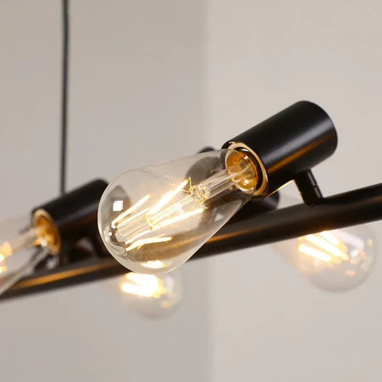 Long Light Bulb Black Industrial Chandelier