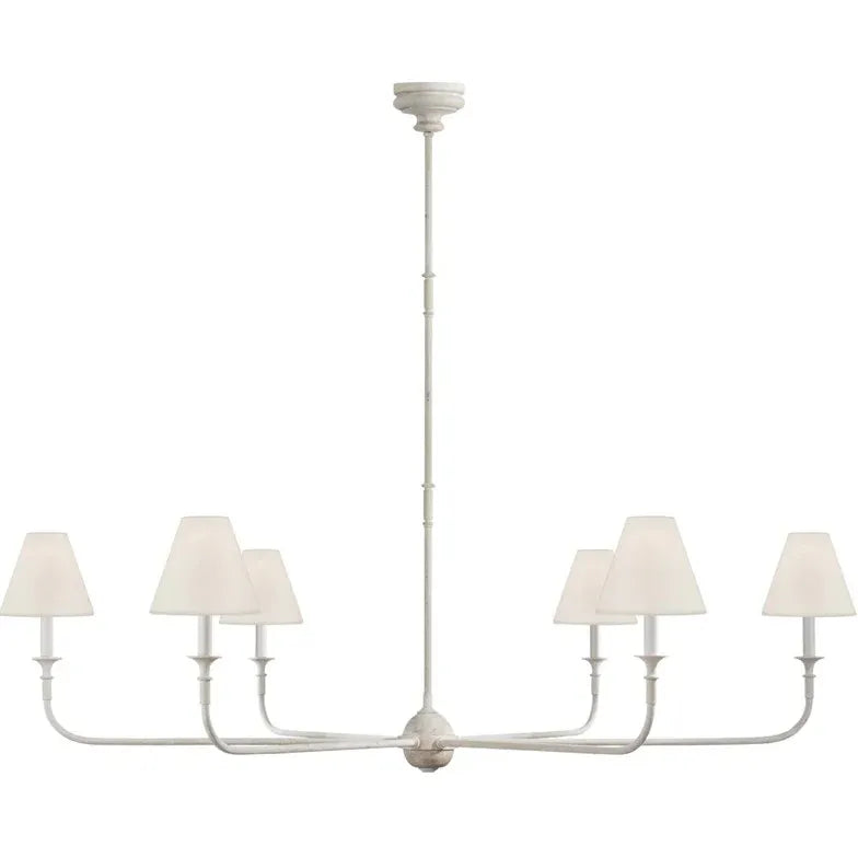 Six-Light White Shade Vintage Chandelier