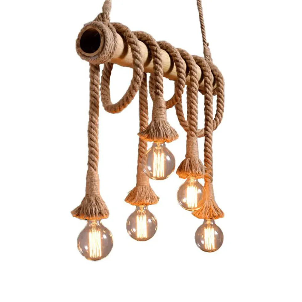 Rope Design Vintage Wood Pendant Light