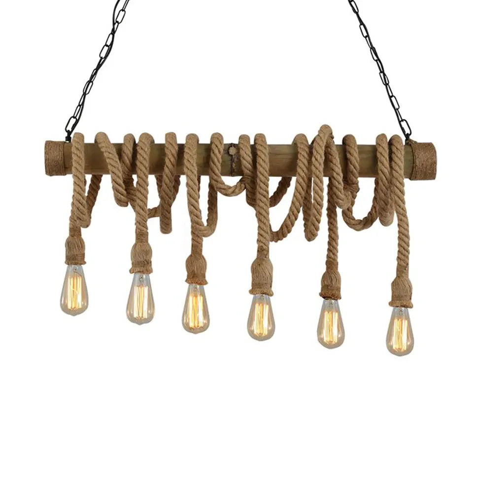 Rope Design Vintage Wood Pendant Light