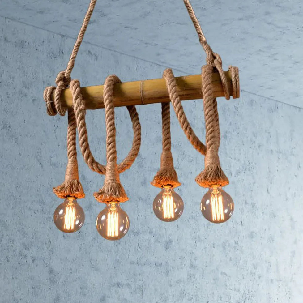 Rope Design Vintage Wood Pendant Light