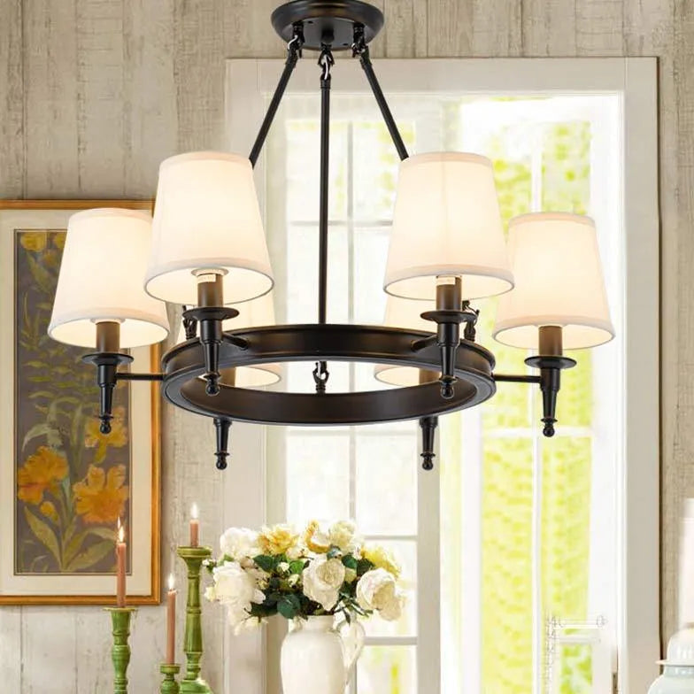 Multi-Light Fabric Shade Industrial Living Room Chandelier