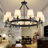 Multi-Light Fabric Shade Industrial Living Room Chandelier