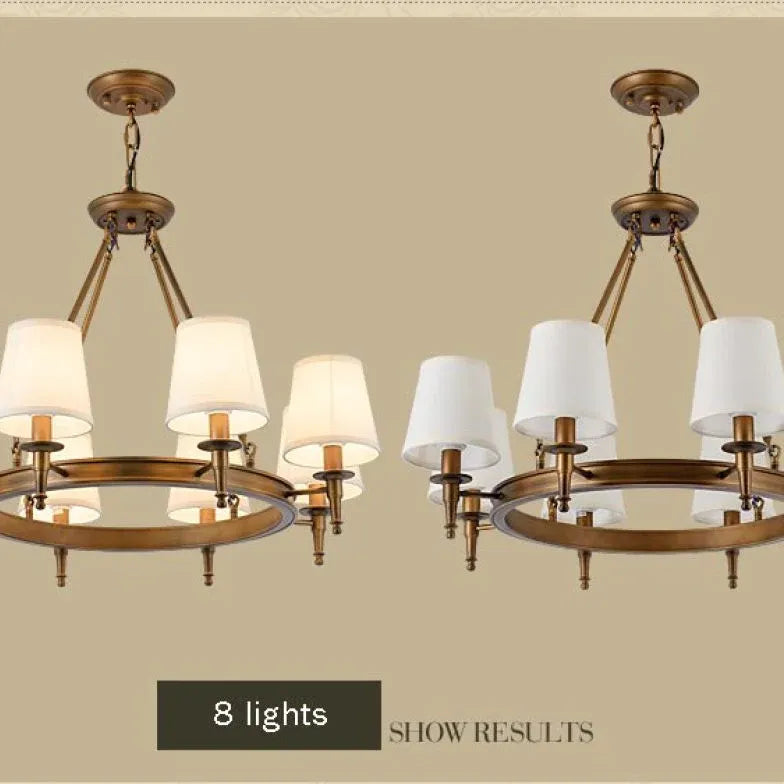 Multi-Light Fabric Shade Industrial Living Room Chandelier