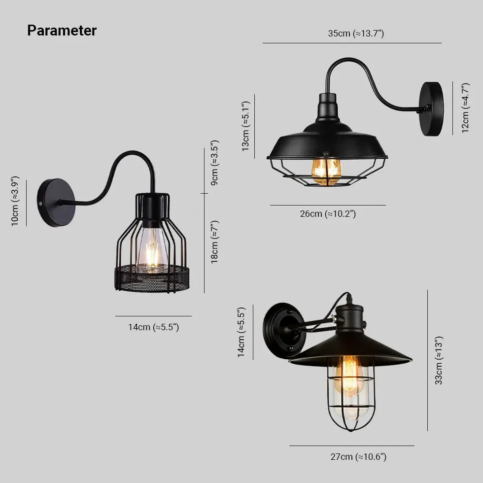 Applique da parete lampadina stile industriale metallo