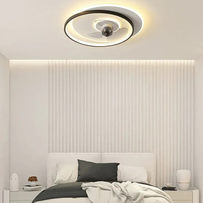 Luce ventilatore per camera da letto moderna a LED in bianco e nero