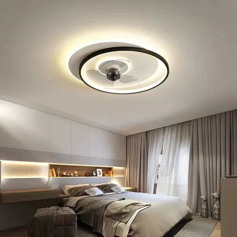 Black and White LED Modern Bedroom Fan Light