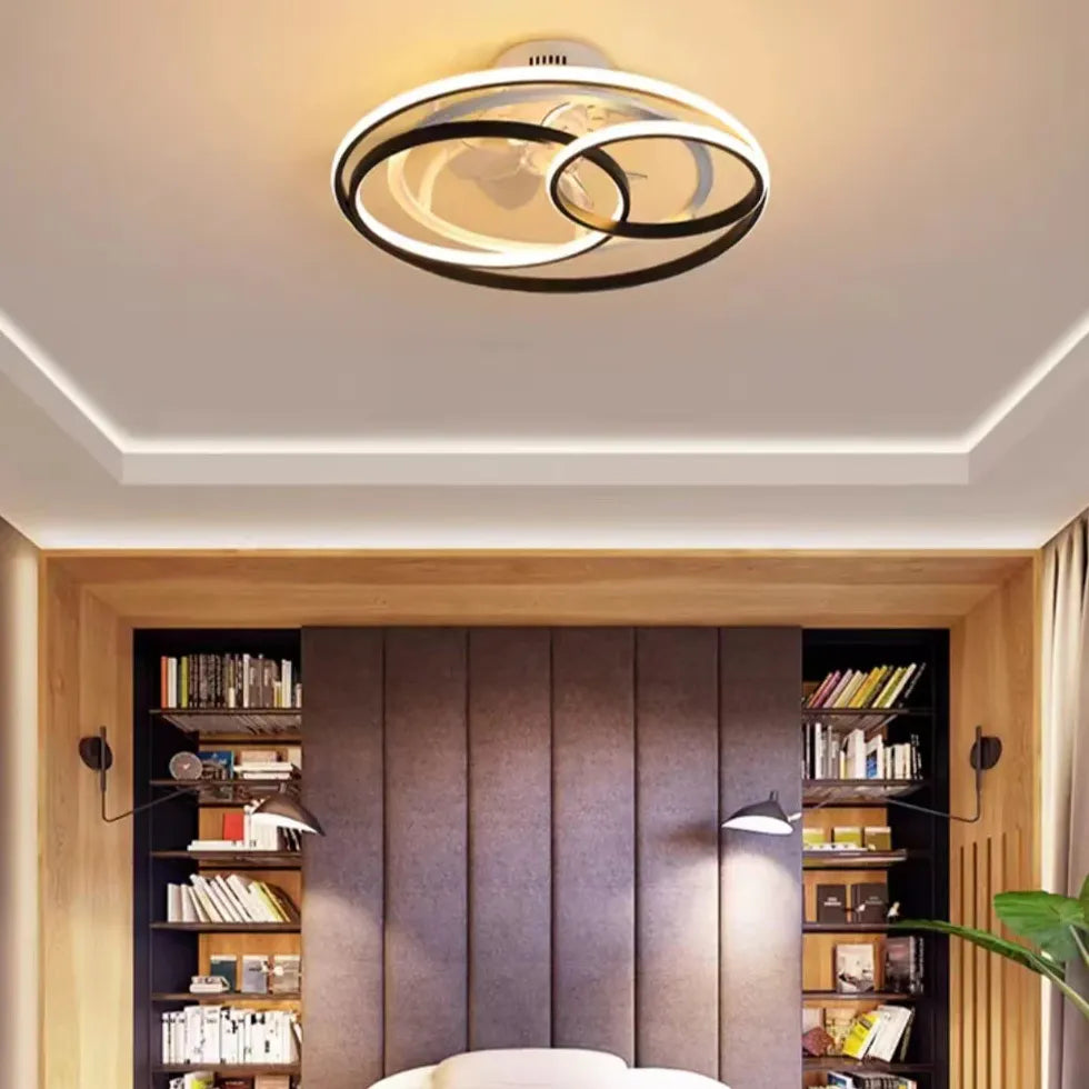 Crossed Ring Design LED Ceiling Fan Light