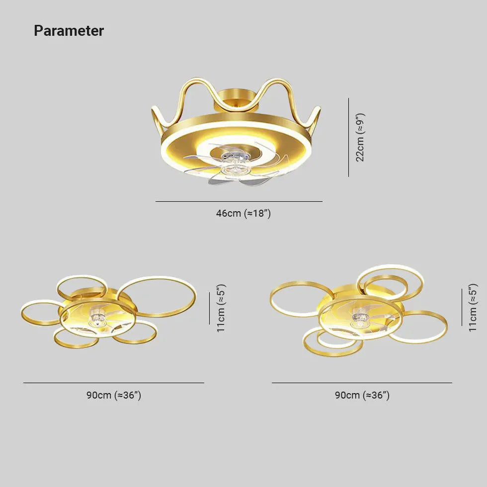 Design floreale a led oro moderna luce ventilatore