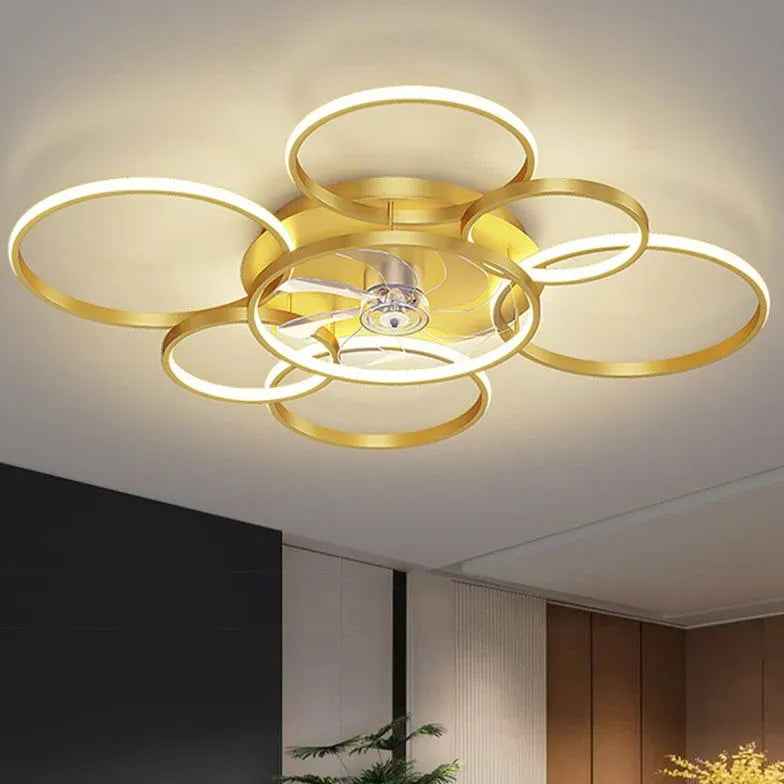 Design floreale a led oro moderna luce ventilatore