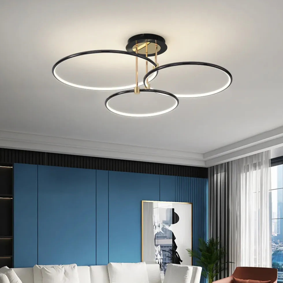 Anello a più luci moderne Luce a soffitto a LED nero