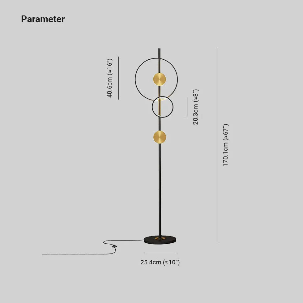 Lampada da pavimento moderna in metallo multi-circolo