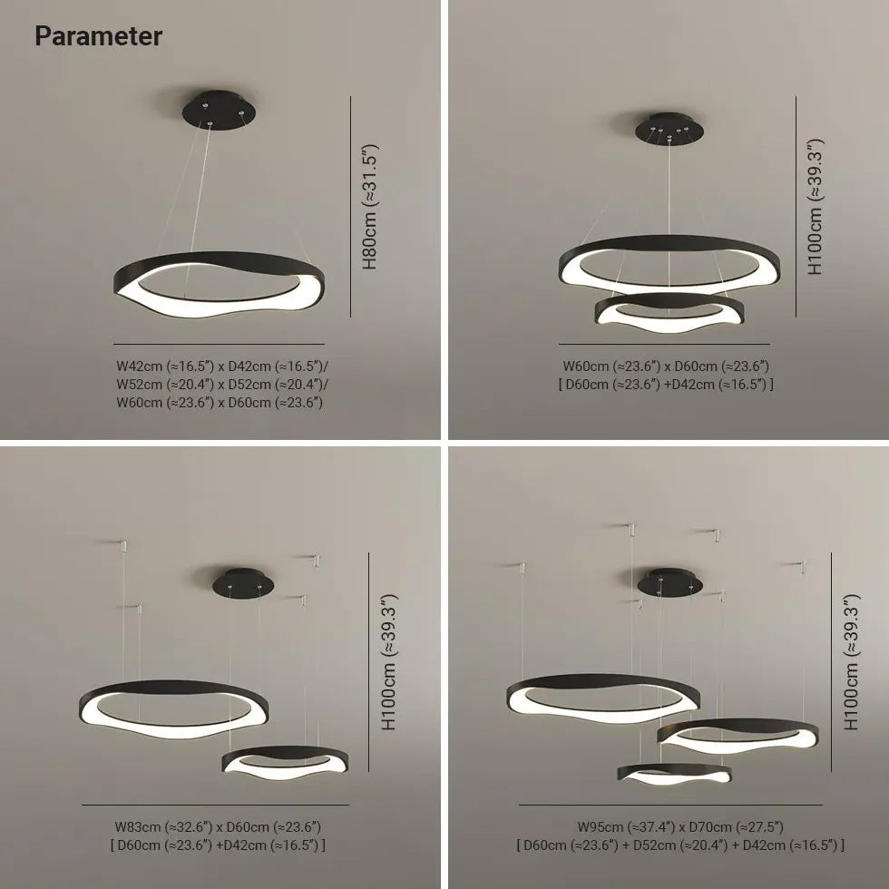 Ring-shaped Metal Acrylic LED Living Room Pendant Light