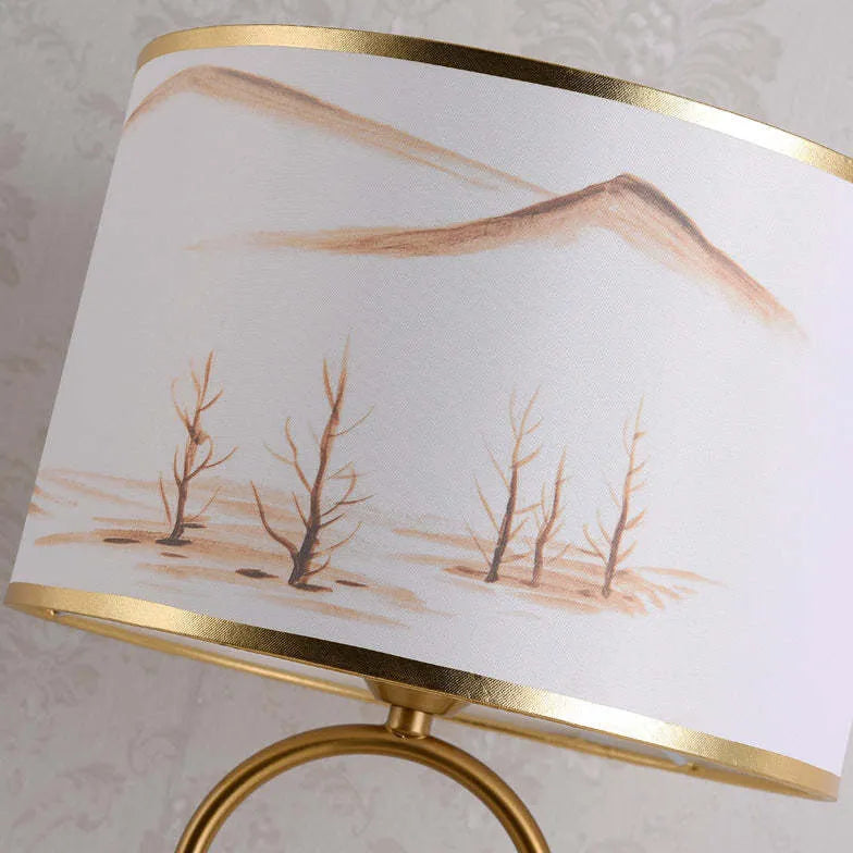 Cylindrical Landscape Pattern Artistic Table Lamp