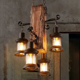 Shipwood Multi-Head Lantern Vintage Pendant Light