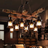 Fence Kerosene Lamp Industrial Wooden Chandelier