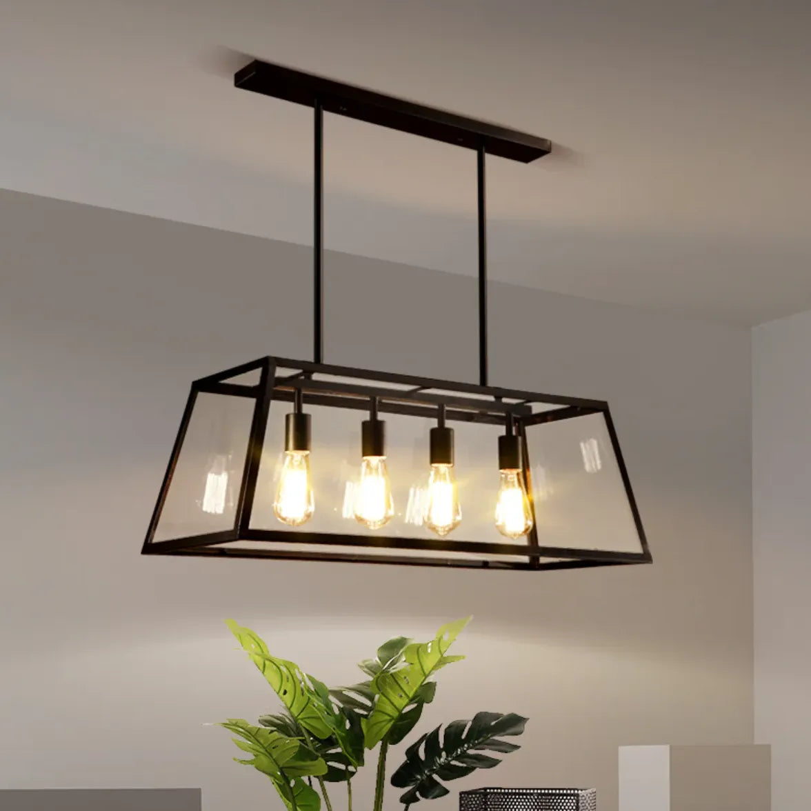 Lampadario moderno per studio nero rettangolare classico