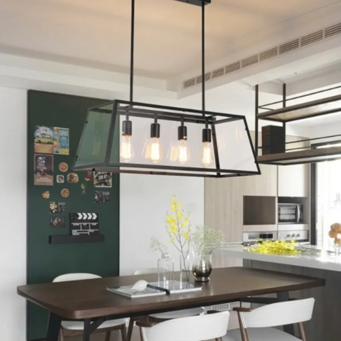 Lampadario moderno per studio nero rettangolare classico