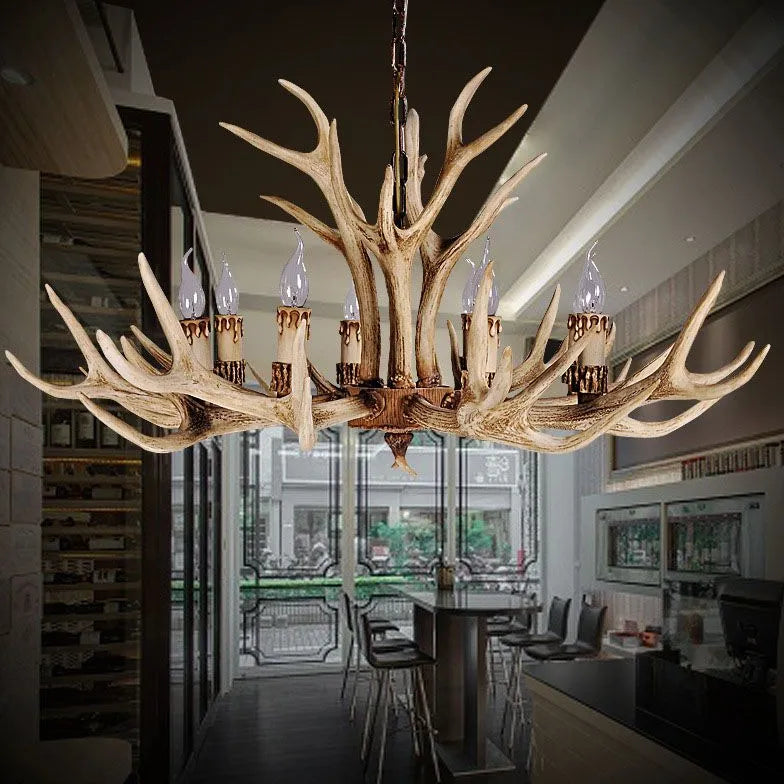 Rustic style antler led chandelier