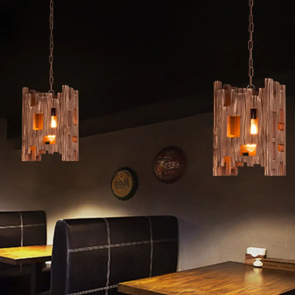 Lampadari stile industriale vintage con catena in legno