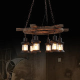 Wooden Frame Vintage Lantern Pendant Light