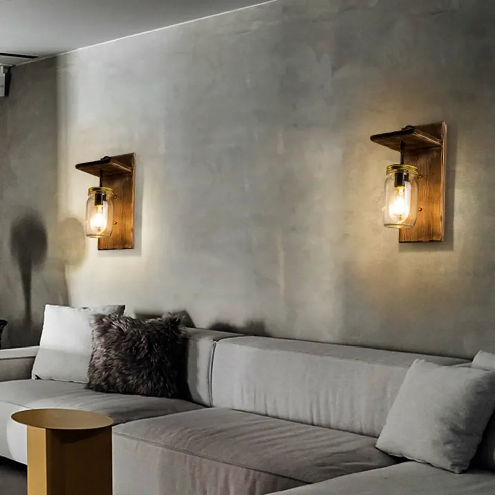 Applique da Parete Stile Antico Legno Vetro