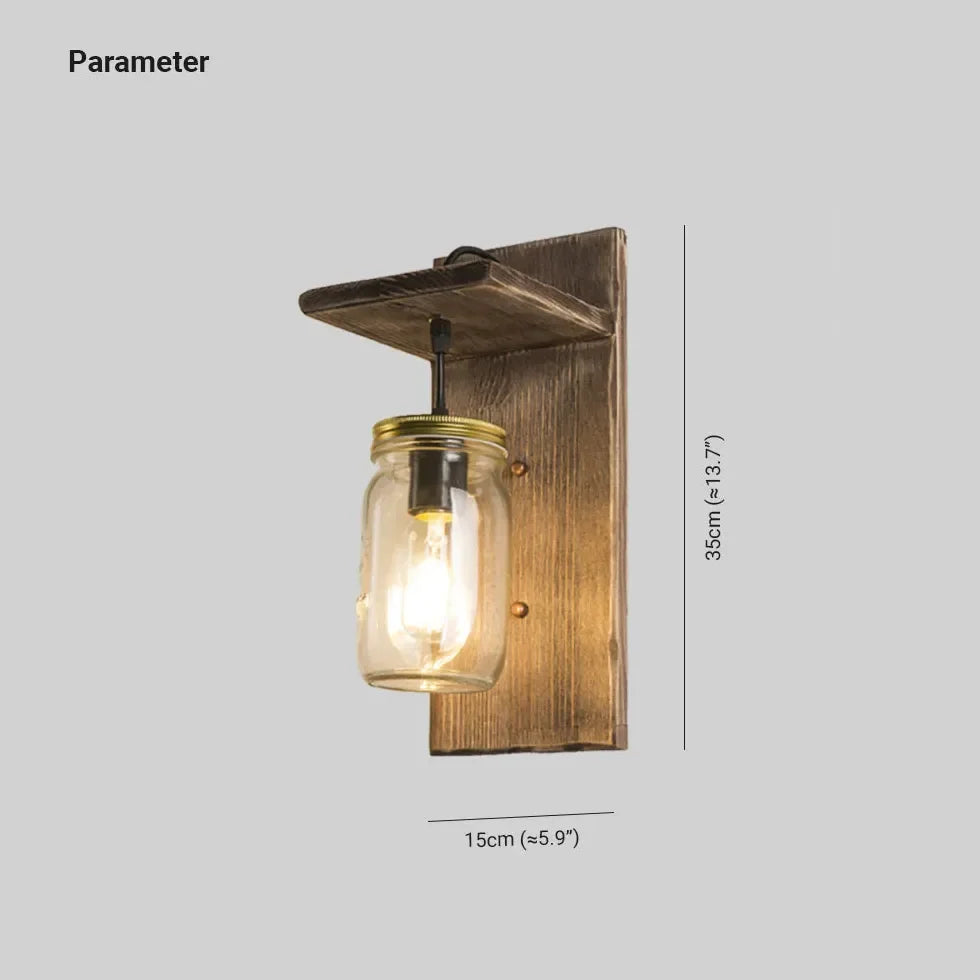 Applique da Parete Stile Antico Legno Vetro