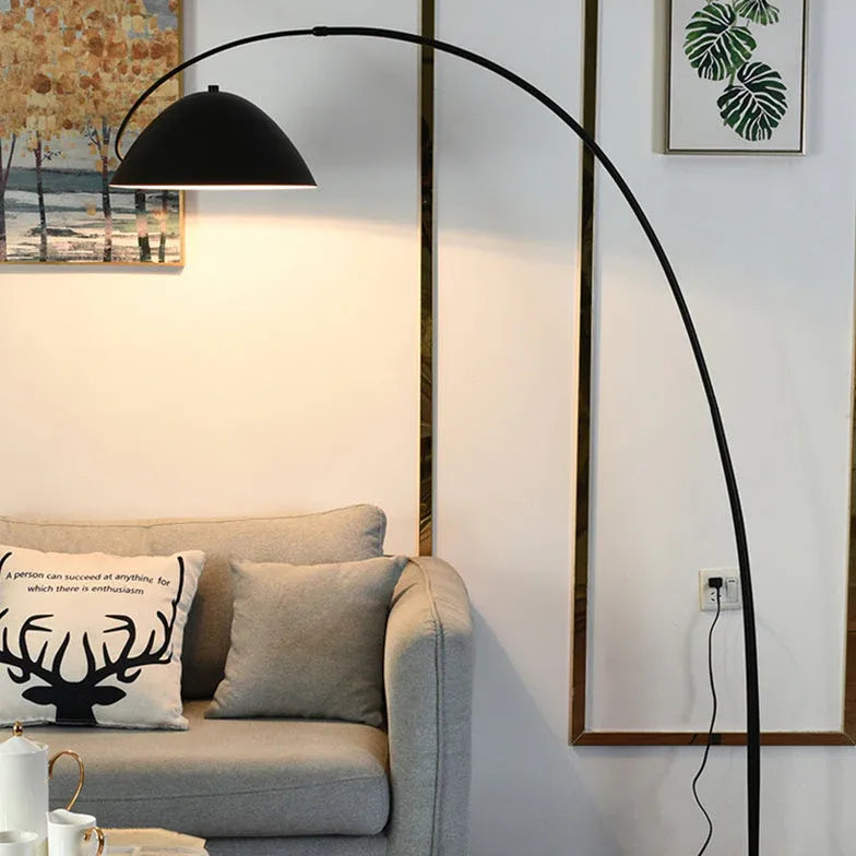 Arched Floor Lamp with Black Hanging Shade