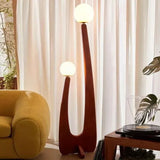 Spherical Lampshade Streamlined Wooden Floor Lamp