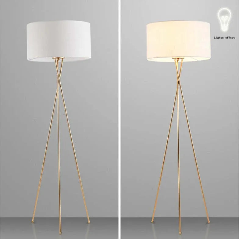 Beige Round Shade Tripod Floor Lamp