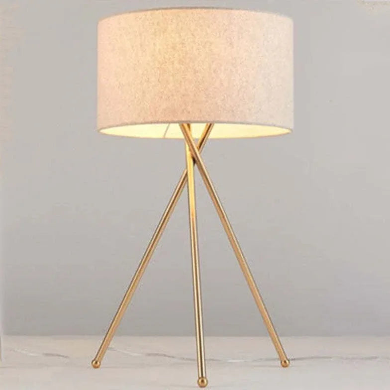 Beige Round Shade Tripod Floor Lamp