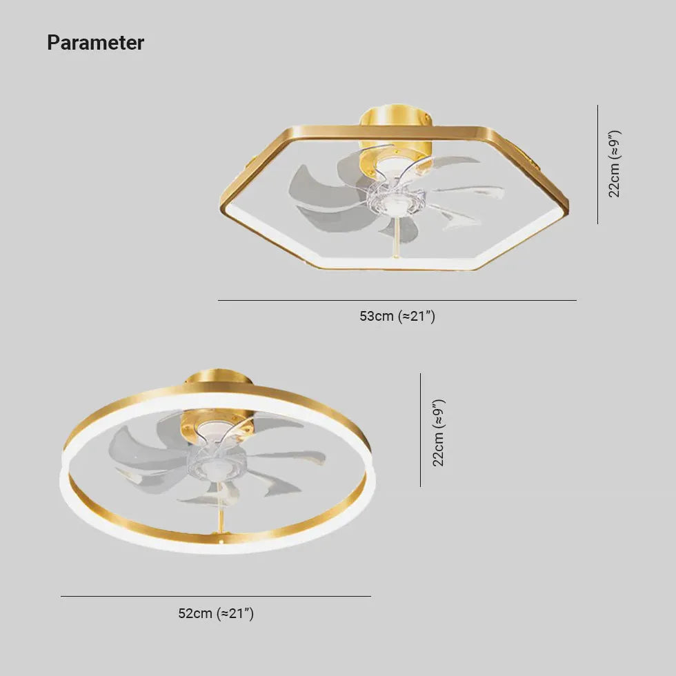 Gold Floral Ring Frame Ceiling Fan Light