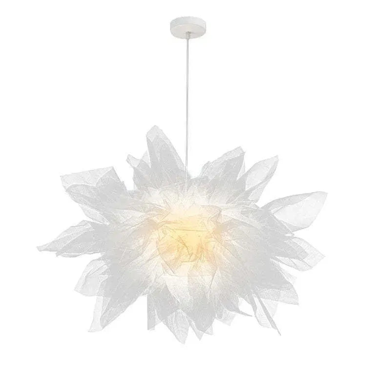 Flower-shaped Modern White Fabric Pendant Light