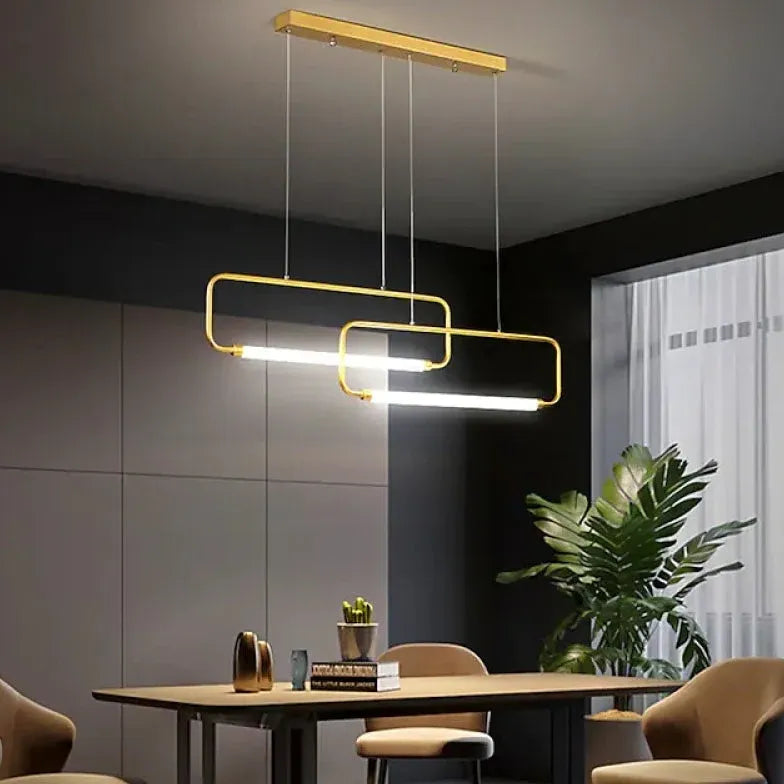 Rectangular Frame Black LED Dining Room Pendant Light