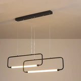 Rectangular Frame Black LED Dining Room Pendant Light