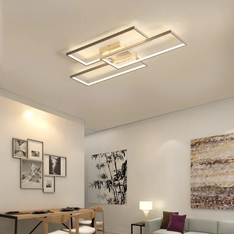 Rectangular Geometric Black LED Ceiling Light