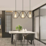 Three-Light Hexagonal Shade Black Industrial Pendant Light